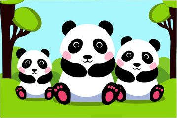Fototapeta premium pandas cute background is tree