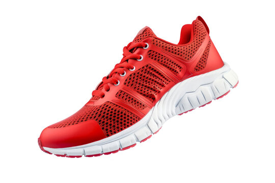 red running sneakers mockup isolated on white background.
