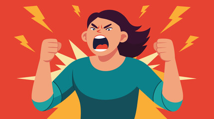 Angry Person Clenching Fists Against a Red Background