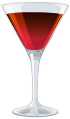 Vector illustration of a full red wine glass