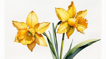 Daffodil Symbolizing Rebirth and New Beginnings in Vertical Watercolor Painting