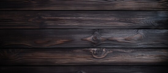 A closeup of a dark brown hardwood surface with a blurred background, showcasing the wood plank pattern in a rectangle shape. The darkness highlights the richness of the wood stain on the flooring - obrazy, fototapety, plakaty