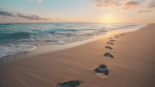 砂浜に付いた足跡