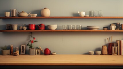 Empty space on the shelf and on the kitchen table top that you could put your stuffs or ideas into it