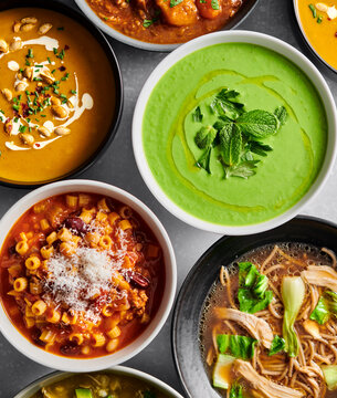 Various different types of soup