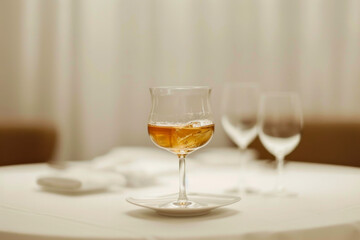 Sidecar Drink on White Plate in Minimalist Setting Gen AI