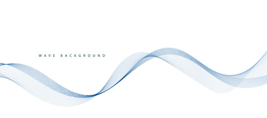 Abstract vector background with blue wavy lines.  Blue lines vector illustration. Curved wave. Abstract wave element for design.