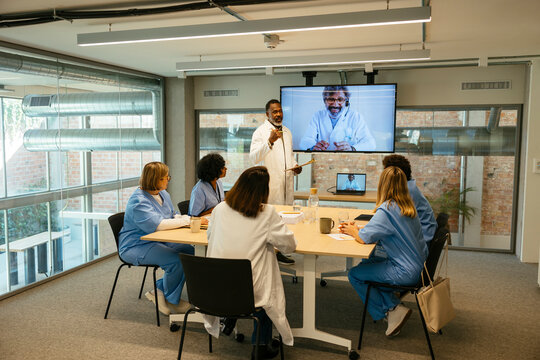 Doctors having a presentation to medical colleagues