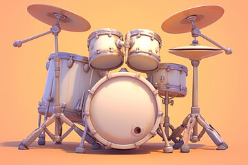 Fototapeta na wymiar 3D cartoon jazz drum kit