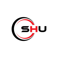 SHU letter logo design in illustration. Vector logo, calligraphy designs for logo, Poster, Invitation, etc.