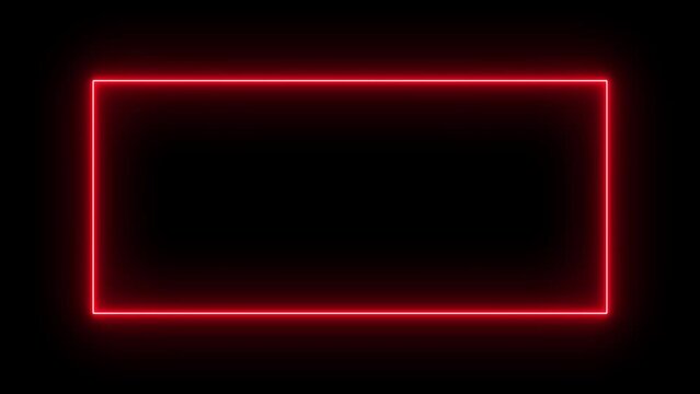 Neon Light Animated Glowing Border Stylish Frame. Neon abstract rectangle shape line animation. Neon lines frame animation . Rectangular frame with moving line.