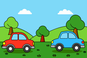 cars background is tree