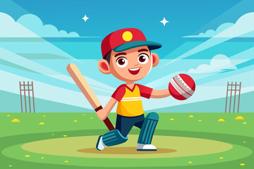 cartoon cricket sport background is