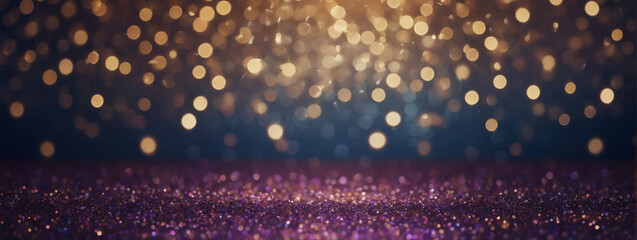 Background of Abstract Glitter Lights in Amethyst, Bronze, and Navy. Defocused Banner. - obrazy, fototapety, plakaty