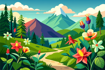 columbine flower garden background is