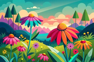 coneflower flower garden background is