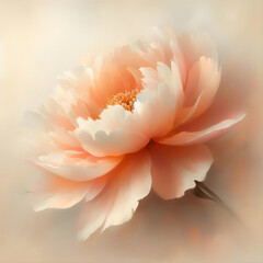 Piękny kwiat piwonii w kolorze peach fuzz, dekoracja generative ai - obrazy, fototapety, plakaty