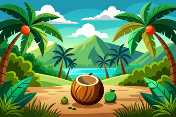 coconut fruit garden background is 