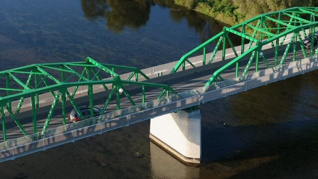 Beautiful Bridge River Lesko Aerial View Poland