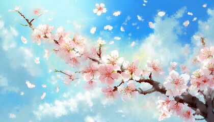 舞い散る桜吹雪と春 - obrazy, fototapety, plakaty