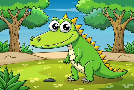 crocodile cute background is tree