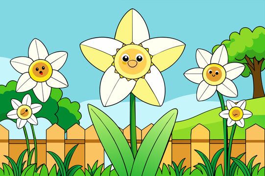 daffodil garden background is