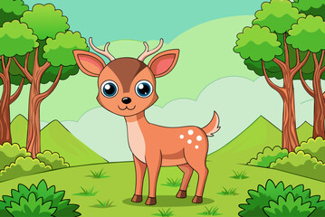 deer cute background is tree