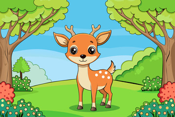 deers cute background is tree