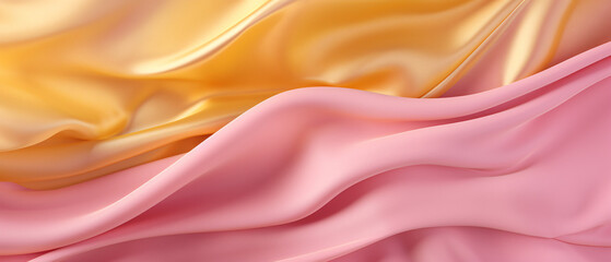 Silk pink and yellowish crumpled texture for background