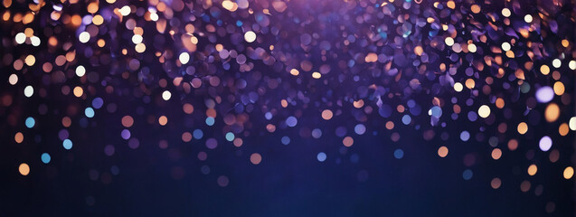 Fototapeta na wymiar Background of Abstract Glitter Lights in Violet, Copper, and Deep Sea. Defocused Banner.