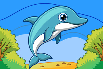 Naklejka premium dolphin cute background is tree