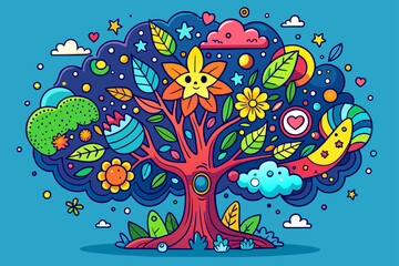 Fototapeta premium doodle background is tree