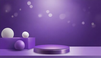 Plush Elegance: Purple Wall Podium Mockup Table for Cosmetic Product