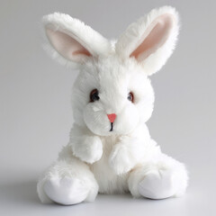 Rabbit Cute Plushy Stuffed Toy Animal Isolated on a White Background