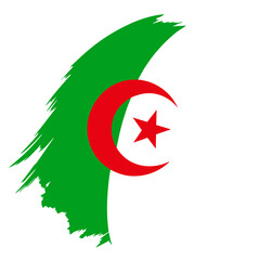 Algeria Country flag and Brush Strokes Vector Illustration