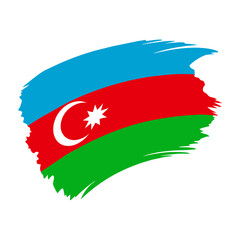Azerbaijan Country flag and Brush Strokes Vector Illustration