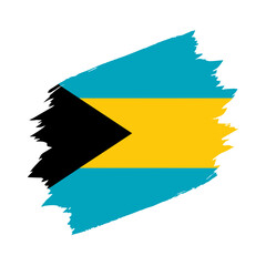 Bahamas Country flag and Brush Strokes Vector Illustration