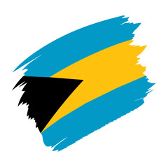 Bahamas Country flag and Brush Strokes Vector Illustration