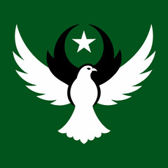 Obraz premium Eagle with peace sign Pakistani Flag Vector Illustration