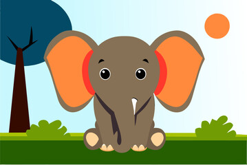 Naklejka premium elephants cute background is tree