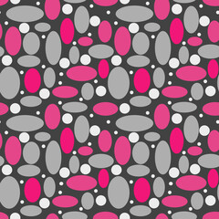Seamless oval shapes geometrical pattern gray white pink background - 759514514