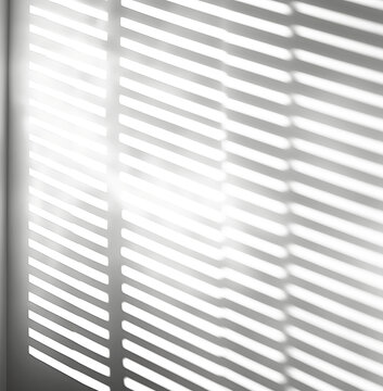 Semitransparent shadow overlay effect from the window isolated on transparent background. Realistic PNG. Abstract silhouette soft blurry shadow of window blinds on wall. Sun light shade