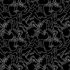 Seamless abstract elements shapes swirl pattern black white background - 759514941