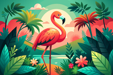 flamingo background is tree