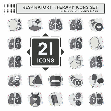 Icon Set Respiratory Therapy. related to Healthy symbol. comic style. simple design editable. simple illustration