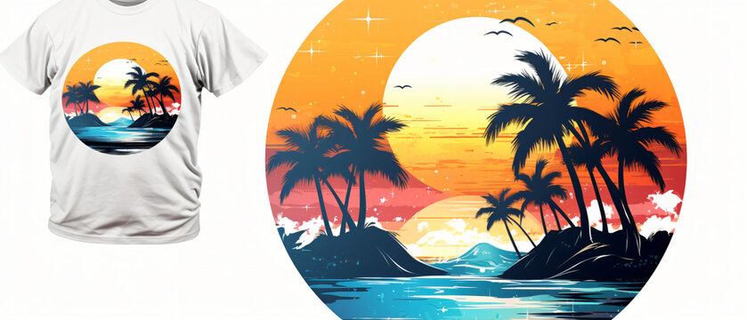 Summer tropical t-shirt design. Illustration 