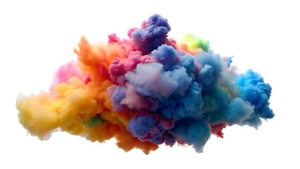 Colorful float amid a dreamy sky of watercolor clouds, evoking a serene explosion of color and texture
