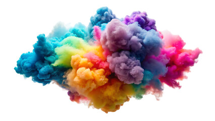 Colorful float amid a dreamy sky of watercolor clouds, evoking a serene explosion of color and texture