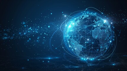  Digital world globe, concept of global network and connectivity.