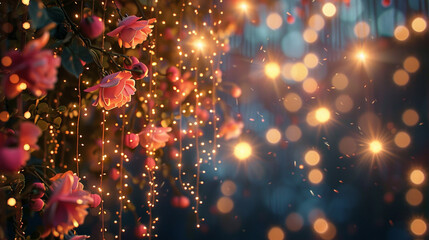 Twinkling fairy lights, draped fabrics, starlit whispers, romance blossoms.